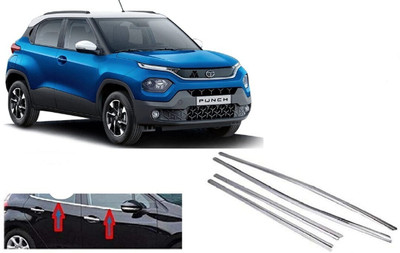 jagankirpa Tata Punch Lower Chrome Side Window Garnish Set of 4Pcs Chrome, Glossy Tata NA Side Garnish
