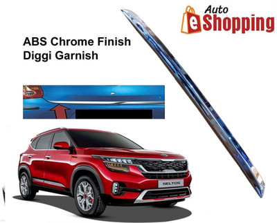 Auto E-Shopping ABS Plastic Chrome Diggi Garnish Patti Dicky Rear Boot Trunk Guard Seltos Glossy, Chrome Kia Seltos HTX 1.5 Rear Garnish