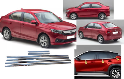 Rimpil Stainless Steel Car Lower Window Garnish 6pcs/Set For AMAZE 2018-2024 Chrome Honda Amaze Side Garnish