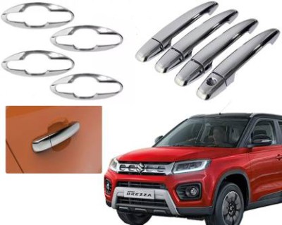 Bubu Car silver chrome door handle combo kit for Maruti Vitara Brezza 2020 Onward Car Grab Handle Cover