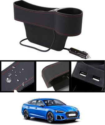 ABJD Side Seat Car Pocket Organizer With 2USB Port & Scoket For S5-Audi-2017 Car Side Seat Catcher(0 L)