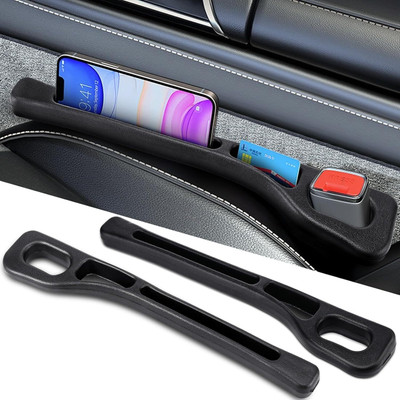 DHULKI 2X Generic Car Seat Gap Filler Organizer PU Leather Console Side Storage Box Car Side Seat Catcher(1 L)