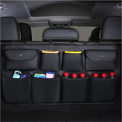 Hukimoyo Black Car Back Seat Storage Organizer Adjustable Car Boot Trunk Hanging Bag Car Storage Bag(2.6 L)