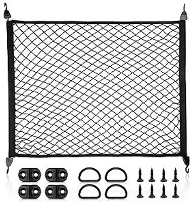 Fancyku Elastic Bungee Cargo Net Double Layer Car Trunk Stretch Net with Hooks 80x60cm Car Storage Bag(4.8 L)