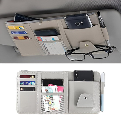 DIYAL ENTERPRISE lim, Compact Visor Storage with Card Slots and Zipper Pocket Car Multi Pocket(1 L)