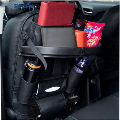 Edylinn Organizer PU Bag With Folding Car Meal Tray Car Multi Pocket(1 L)