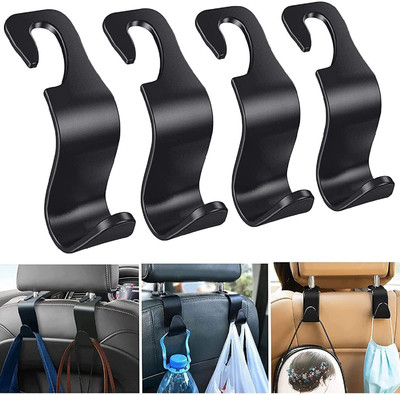 DIGSMORDEN Car Backseat Head Rest Organizer Hook Hanger for Coats Handbags Car Side Seat Catcher(5 L)
