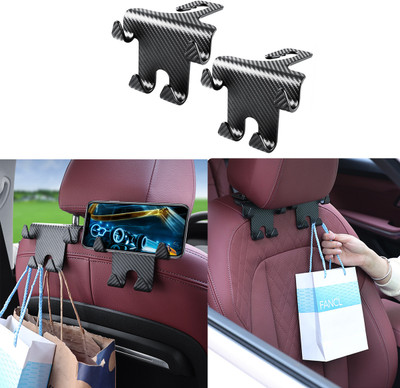 HASTHIP 2Pcs Car Headrest Hook Under Headrest Hook Phone Holder Hook Fashion Plastic Car Storage Bag & Bin(4 L)