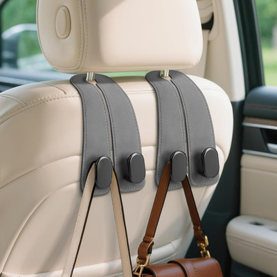 KeepCart Double Car Seat Leather Headrest Hooks Car Side Seat Catcher Hanger Holder Car Side Seat Catcher(2 L)