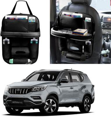 Alisan PU Leather Car Back Seat Organizer with Tray For Mahindra Alturas G4 Car Storage Bag & Bin(10 L)