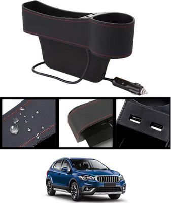 ABJD Side Seat Car Pocket Organizer With 2USB Port & Scoket For S-Cross-2015 Car Side Seat Catcher(0 L)