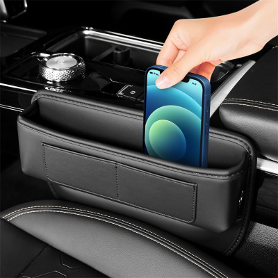 HASTHIP Car Organizer for Console PU Leather Front Seats Side Seam Insert Organizer Car Storage Bag & Bin(4 L)