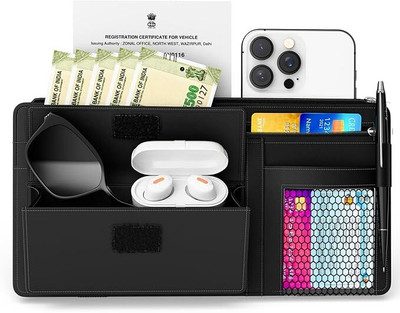 Fedus Pack of 2 Premium Car Sun Visor Organizer and Storage Car Document Holder Car Multi Pocket(0 L)