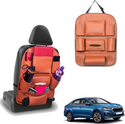 PEEPS STORE Peepsstore pack of 1 Tan,Orange colour car organizer bags for Slavia 2022 new Car Multi Pocket(6 L)