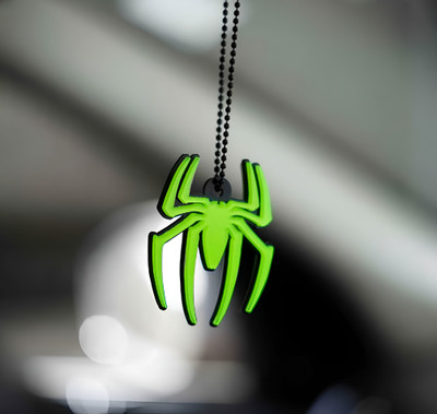EliteAuto Premium Spiderman Oval Green fluorescent car Mirror Hanging with Metal Chain Car Hanging Ornament(Pack of 1)