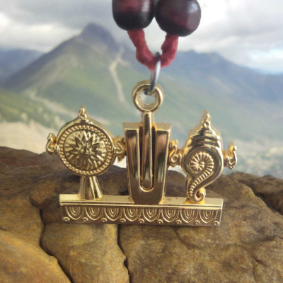 Sullery Shankh Chakra Namah Statue, Religious Vishnu Symbol Gold Metal Car Hanging CH92 Car Hanging Ornament(Pack of 1)