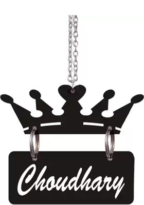 XAZE CRAFT 3D Acrylic Car Hanging Chaudhary englishin Hindi Crown Both Side Car (01) Car Hanging Ornament(Pack of 1)