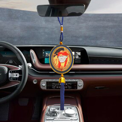 Shiv Jagdamba Rotaional Double Side Oval Shirdi Sai Baba Sabaka Malik Ek Blue Tassel ShivCr87 Car Hanging Ornament(Pack of 1)