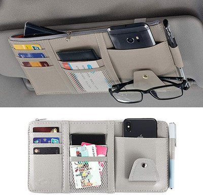 Shreeshann PU Leather Multi-Function Car Space Sun Visor Organizer Hanging Phone Storage Car Multi Pocket(0 L)