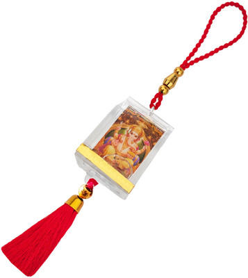 M Men Style God Shri Ganesh Car Hanging & Wall Decor - White And Red SCr216 Car Hanging Ornament(Pack of 1)