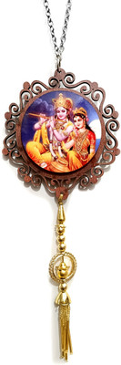 Sunder Kaya Radha Krishna Car Hanging With Latkan Round Shape, 4x4 Inch Car Hanging Ornament(Pack of 1)
