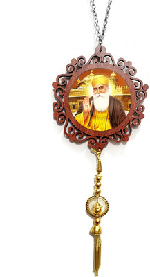 Sunder Kaya Guru Nanak Dev Car Hanging With Latkan Round Shape, 4x4 Inch Car Hanging Ornament(Pack of 1)