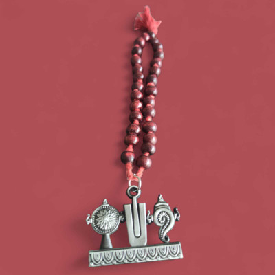 Sullery Shankh Chakra Namah Statue, Religious Vishnu Symbol Grey Metal Car Hanging CH94 Car Hanging Ornament(Pack of 1)