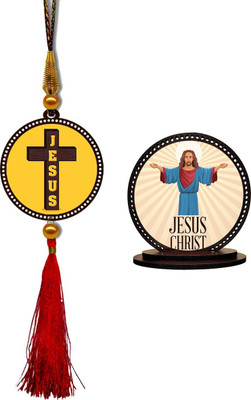 GiftzLane New-Holy Cross Car Hanging & Jesus Christ Car Dashboard Idol Showpiece Combo Car Hanging Ornament(Pack of 1)