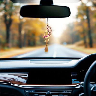 JIYU CREATION Golden Peacock Car Hanger / Car front mirror hanging / 3D Design Car Hanging Ornament(Pack of 1)