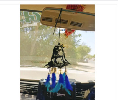 Dalli Nesh Adiyogi Car Hanging Black Acrylic with Blue & Green Feather Car Hanging Ornament(Pack of 1)