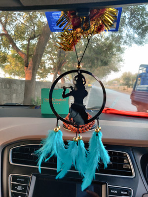 JIYU CREATION Dream Catcher Car Hanging Emblem Wall Hanging Krishna Decorative Showpiece Car Hanging Ornament(Pack of 1)