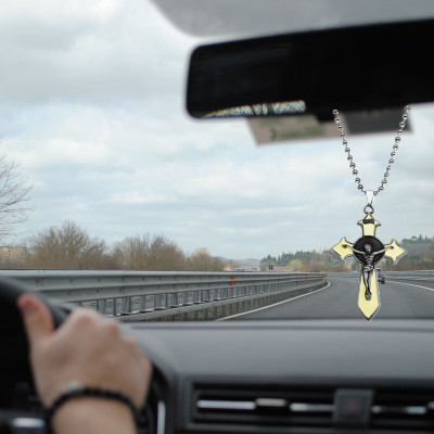 M Men Style Religious Lord Jesus crucifix Christian Cross Home Décor Hanging Gift SPn576 Car Hanging Ornament(Pack of 1)