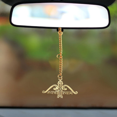 elita Car Rear View Mirror Hanging Ornament, Gold-Plated Finish Jai Shri Shyam Car Hanging Ornament(Pack of 1)