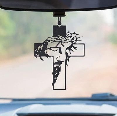 VAJIN Jesus Christ Crucifix Cross Car Pendant,Mirror Hanging Charm & Swinging Ornament Car Hanging Ornament(Pack of 1)