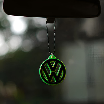 EliteAuto Premium Volkswagen Green fluorescent car Mirror Hanging with Metal Chain Car Hanging Ornament(Pack of 1)
