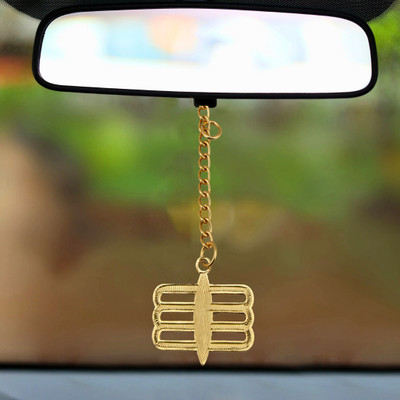 elita Gold-Plated Finish in Brass Third Eye Car Hanging Rearview Mirror Charm Car Hanging Ornament(Pack of 1)