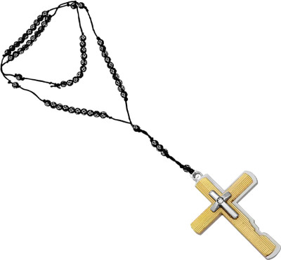 M Men Style 6mm Round Bead Jesus Cross Blessing Rosary Beads Car Rearview SCrMa2024295 Car Hanging Ornament(Pack of 1)