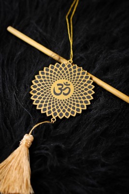 Genesis Arts Religious/Hindu/Hinduism/Culture Car Hanging Dream Golden OM Leaf Car Hanging Ornament(Pack of 1)