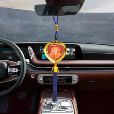 M Men Style Rotaional Heart Dual Side Shirdi Sai Baba Saba Malik Ek Blue Silk Tassel SCr04 Car Hanging Ornament(Pack of 1)