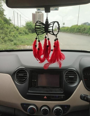 Dalli Nesh Red Damru Hanging Dream Catcher Car Hanging Ornament(Pack of 1)