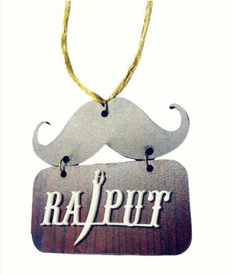 JUST MOD Rajput English 3D Wooden Mustach double side car hanging mirror ornament pendant Car Hanging Ornament(Pack of 1)