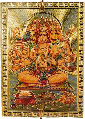 KRAAFTIQUE ARTS Panchmukhi Hanuman Acrylic Gold Plated Wall Hanging Car Hanging Ornament(Pack of 2)