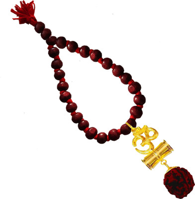 M Men Style Religious Lord Shiv Om Damaru Rudraksh Gold Plated Car Mirror Charm SCrMa202415 Car Hanging Ornament(Pack of 1)