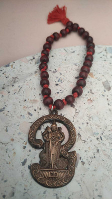 Sullery Religious Lord Kartikeya Coper with Red Sandalwood Mala Car Hanging CH06 Car Hanging Ornament(Pack of 1)