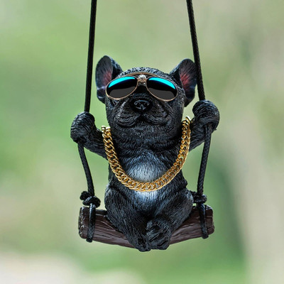LAVITRA Cute Bulldog Car Pendant Resin Swinging Car Mirror Hanging Accessories Car Hanging Ornament(Pack of 1)