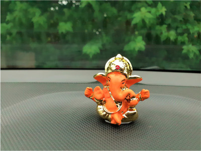 AFTERSTITCH Golden G ORANGE GANESH 1 Car Hanging Ornament(Pack of 1)