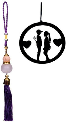 REWASHREE CRAFT WORLD Dream Catcher for Car Wall Hanging Couple 8Cm with Lattu Evil Eye Purple Car Hanging Ornament(Pack of 2)