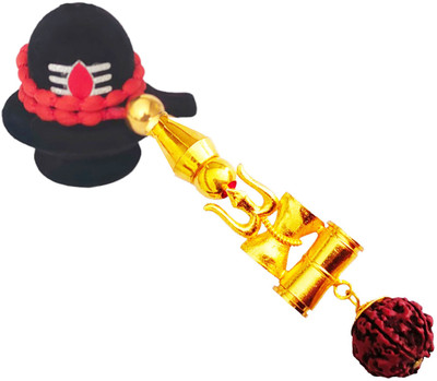 Shiv Jagdamba Religious Lord Shiv Trishul Damaru Rudraksh Bead Car Rearview Mirror ShivCr250 Car Hanging Ornament(Pack of 1)