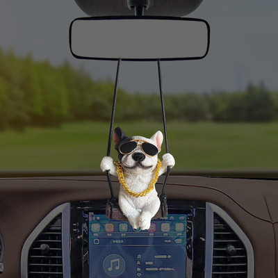 LAVITRA French Bulldog Car Pendant Resin Animal Car Mirror Hanging Accessories Car Hanging Ornament(Pack of 1)