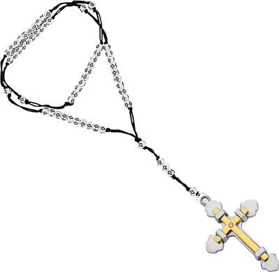 M Men Style 6mm Round Bead Jesus Cross Blessing Rosary Beads Car Rearview SCrMa2024301 Car Hanging Ornament(Pack of 1)